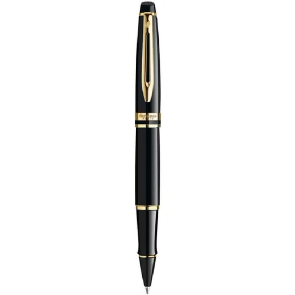 Waterman Expert Rollerball Pen Laquer Black Gold Trim Gift Box