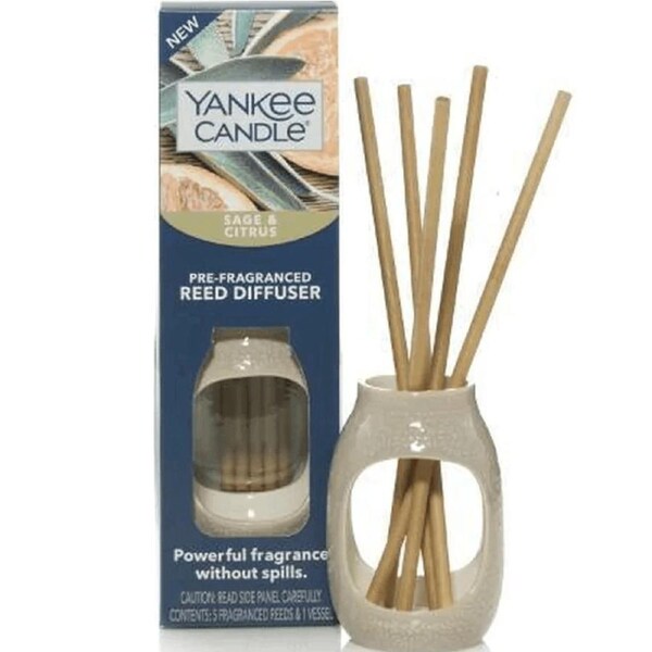 Yankee Candle Reed Diffuser Pre-Fragranced SAGE + CITRUS Sticks Incense Kit Set