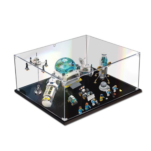 Acrylic Display Case for LEGO 60350 City Lunar Research Base Figure Storage Box Dust Proof Glue Free