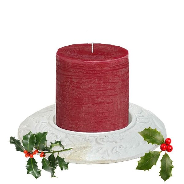 Mr Gecko Cast Iron Candle Holder Fern Plate Hand Made Antique White