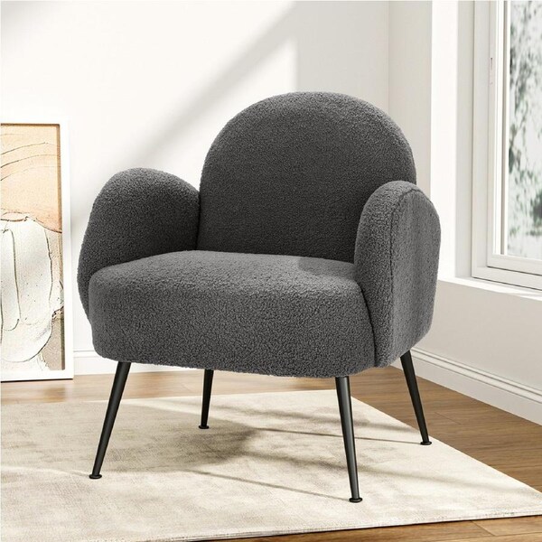 1x Artiss Armchair Boucle Charcoal Hanes