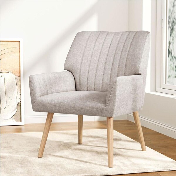 1x Artiss Armchair Linen Accent Chair Beige