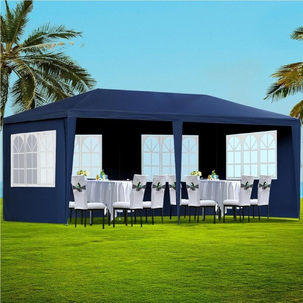 1 3x6m Gazebo InstaHut Camping Canopy Marquee 6 Panel Blue