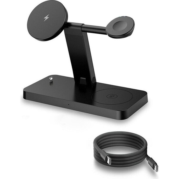 For Apple Watch iPhone 13 12 Wireless 4 In 1 Charging Dock Station - Black