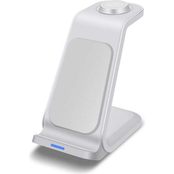 For Apple Watch iPhone 13 12 11 XS Vertical Wireless 3 In 1 Charging Dock Station - White