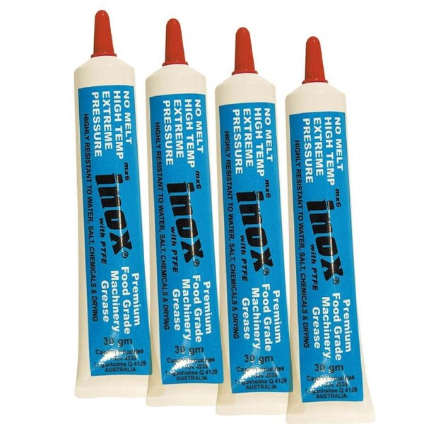 4 X Inox MX6 High temp Extreme Pressure Food Grade Machinery Grease PTFE 4x30gm