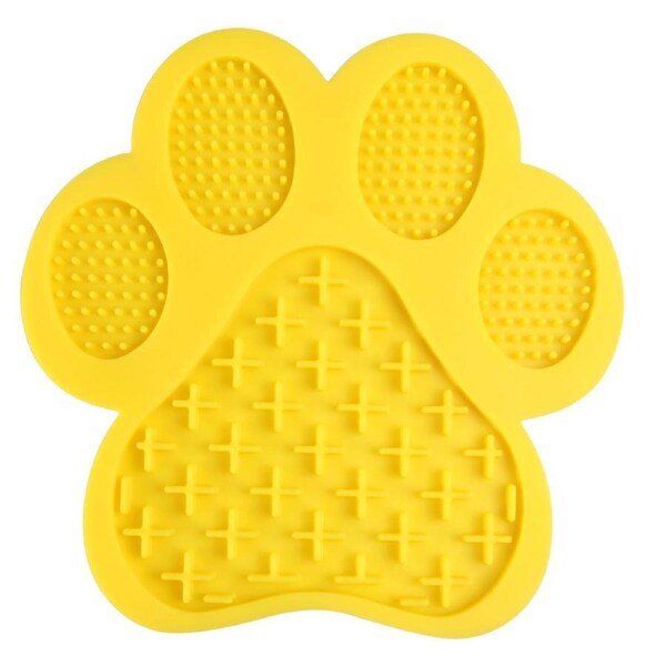 Dog Lick Mat Pad Suction Slow Feed Pet Bath Shower Grooming Dispensing Fun Anti-Anxiety Yellow