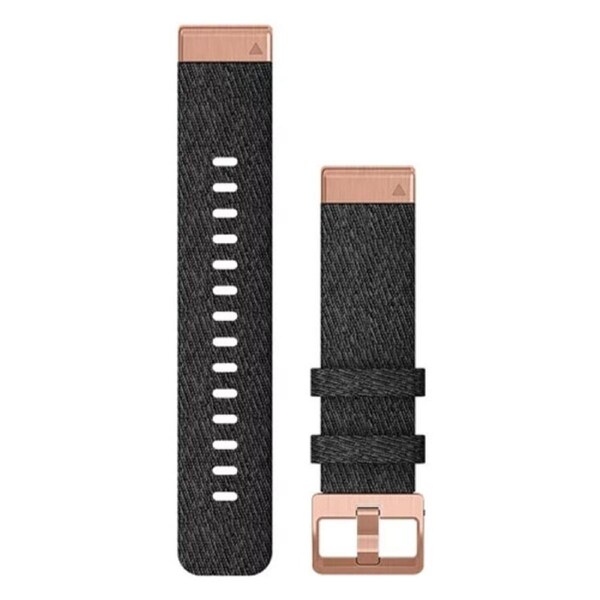Garmin QuickFit 20 Watch Band - Heathered Black Nylon with Rose Gold Hardware