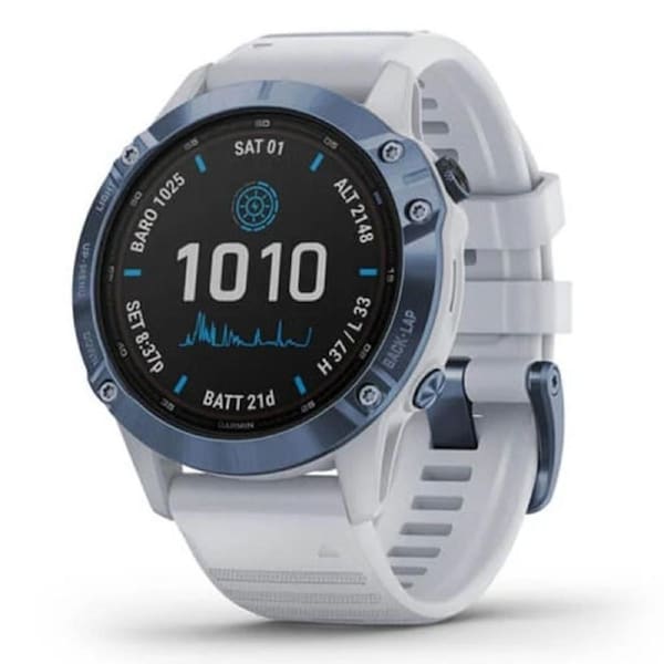 Garmin Fenix 6 Pro Solar - Blue Titanium w Whitestone