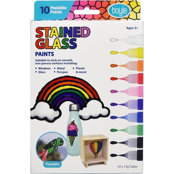 10PK Boyle Stained Glass Peelable Drawing Paints Art/Craft Kids/Children 3y+