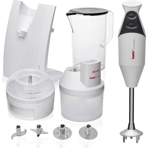 Bamix All-In-One 200W Stick Blender Kitchen Machine w/ Superbox Set Light Grey