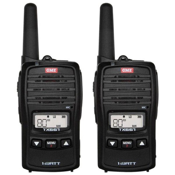 GME TX667 1 Watt UHF Handheld Radio - Twin Pack