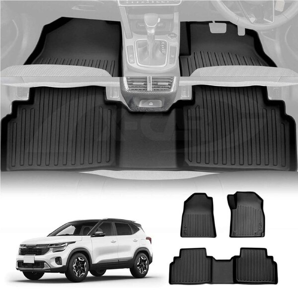 3D Customized Heavy Duty All Weather Car Mat Floor Liner Full Set Carpet for Kia Seltos 2019-Onwards