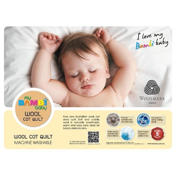 Bambi Machine Washable Wool Cot Quilt for Babies