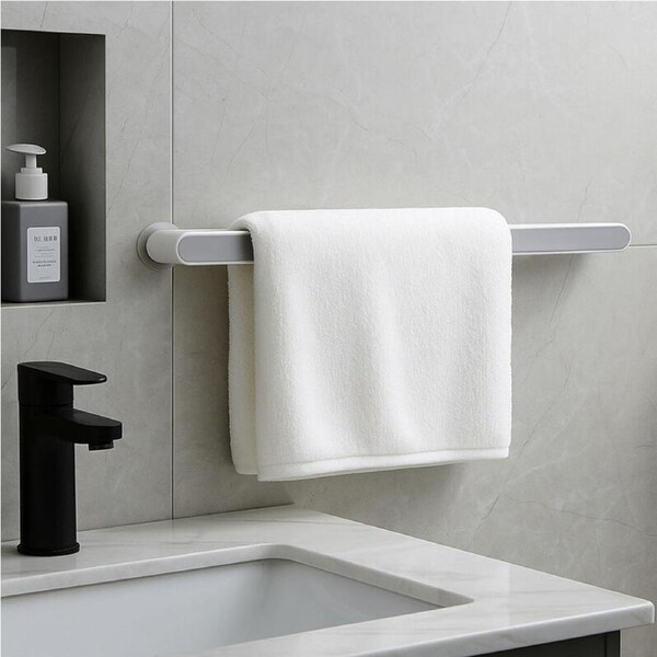2 x Bathroom Towel Rack Wall Mounted Rail Hanger Self Adhesive Slipper Organizer Storage