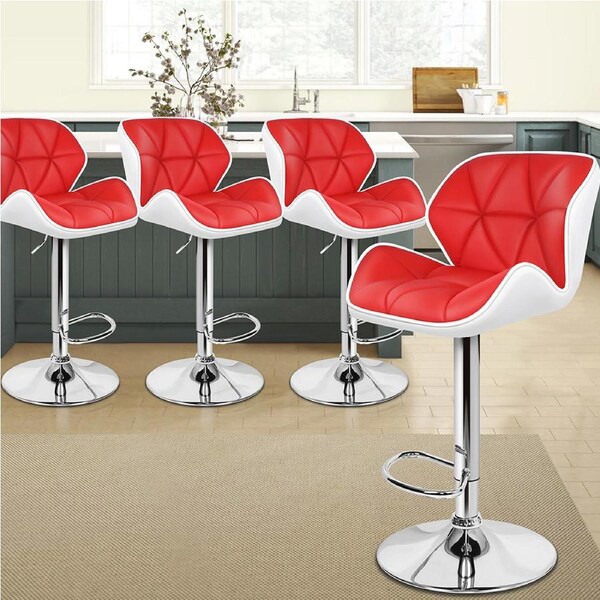 4x ALFORDSON Bar Stools Gas Lift Red White