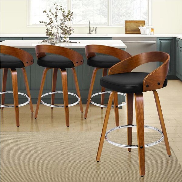 4x ALFORDSON Bar Stools Caden Wide Backrest Black
