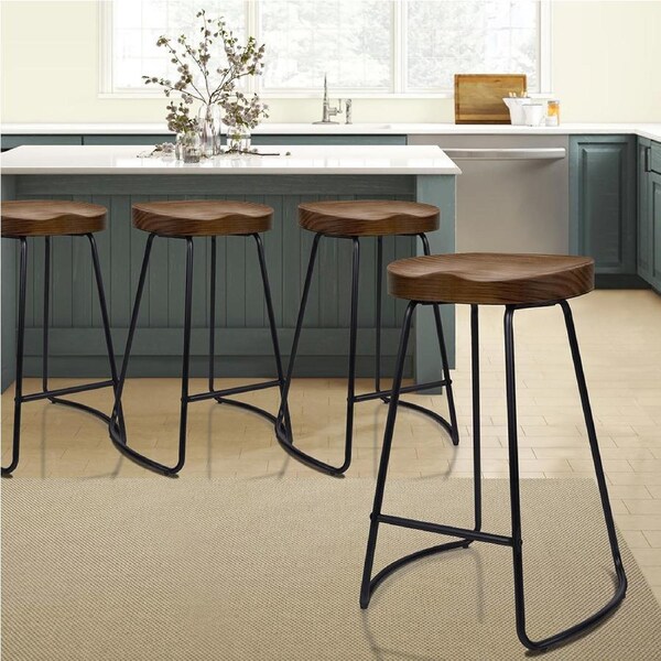 4x ALFORDSON Bar Stools 65cm Tractor Dark Wood