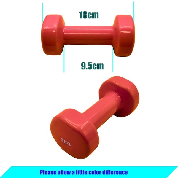 3 Pairs Pvc Coated Iron Dumbbell - 12kg Weight Set - 1kg + 2kg + 3kg + Free Rack