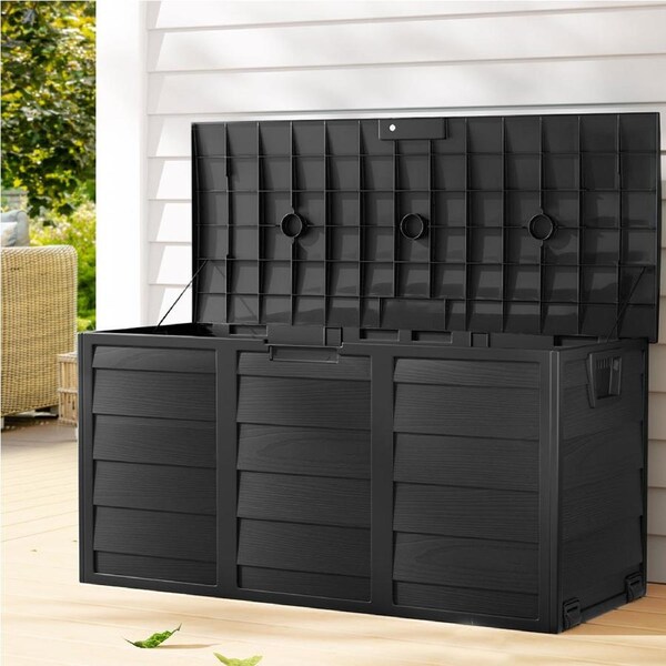 Gardeon Outdoor Storage Lockable Box Weatherproof Garden Deck Toy Tool Organiser Black