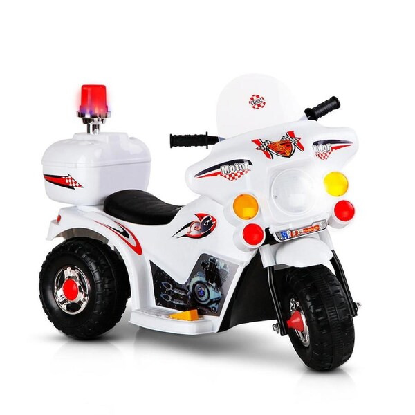 Rigo Kids Electric Ride On Car Police Motorcycle Motorbike 6V Battery White