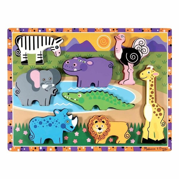 Melissa and Doug - Safari Animals Chunky Puzzle - 8 Pieces