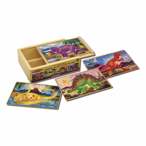 Melissa and Doug - 4-in-1 Wooden Jigsaw Puzzles in a Box - Dinosaurs