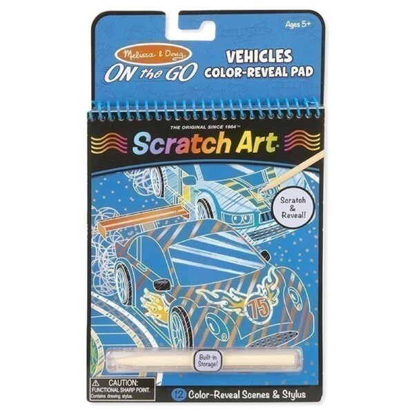 Melissa and Doug - On the Go Scratch Art - Vehicles Colour-Reveal Pad