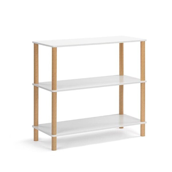 Seth Open Shelf Unit Shelving Display Rectangular 3 levels white and woodgrain