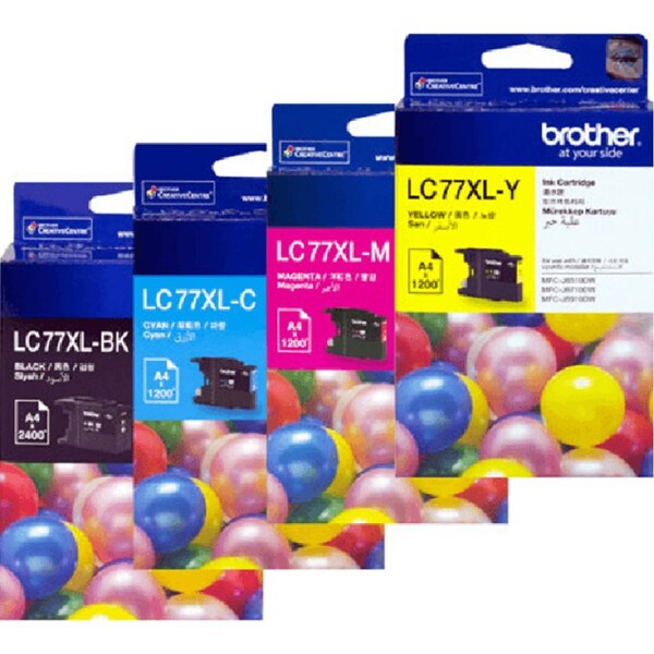 Brother LC-77XL Ink Cartridge High Yield Black/Cyan/Magenta/Yellow Set LC77XL