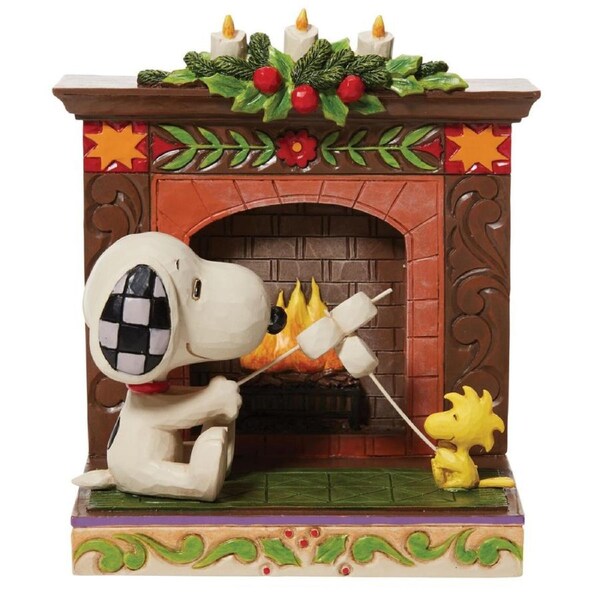 Peanuts by Jim Shore - Snoopy and Woodstock Friendship by the Fireplace Figurine 11cm