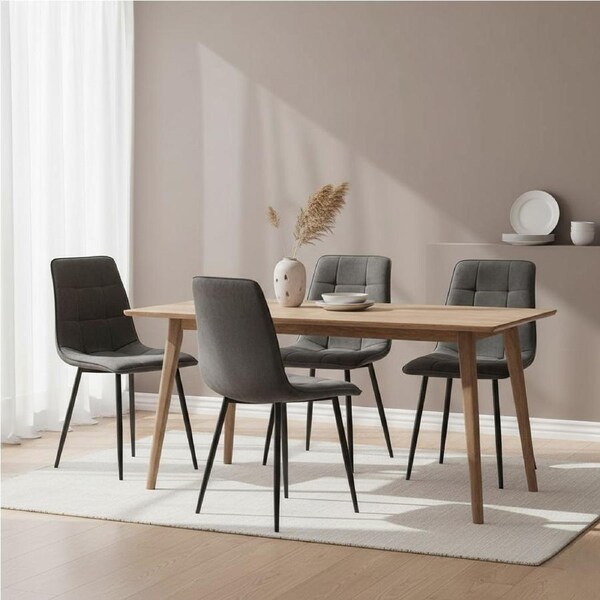 1 Set of 4 Levede Velvet Retro Dining Chairs - Grey
