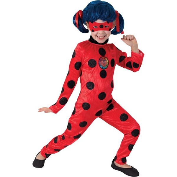 Disney Girls Miraculous Ladybug Deluxe Costume w/ Jumpsuit/Mask Size 6-8years