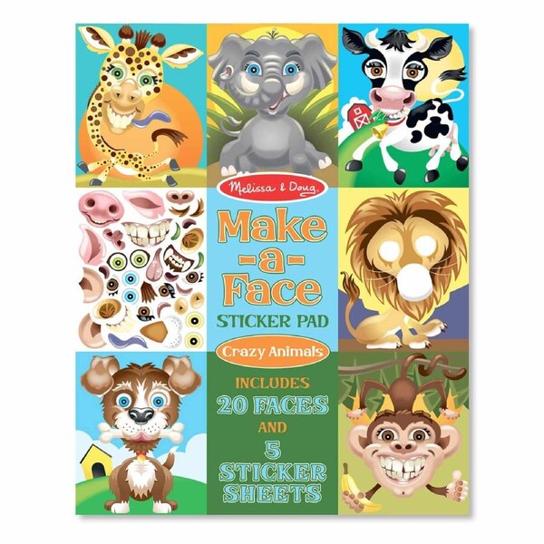 Melissa and Doug - Make-A-Face Sticker Pad - Crazy Animals