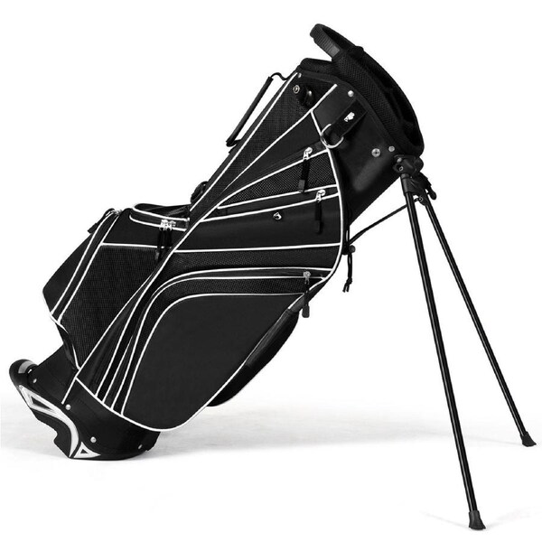 Costway Golf Stand Cart Bag w/6 Way Divider Carry Organizer Pockets Storage Black