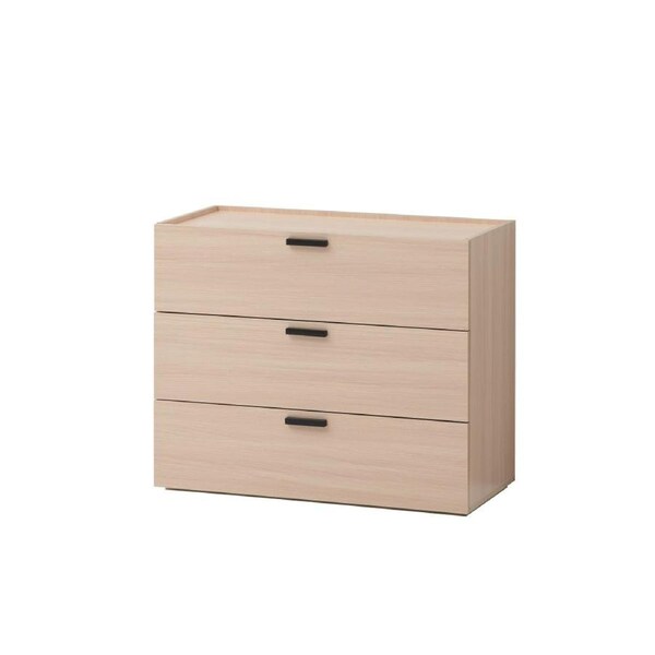 Design Square Keith Chest Of 3-Drawers Lowboy Storage Cabinet - Oak