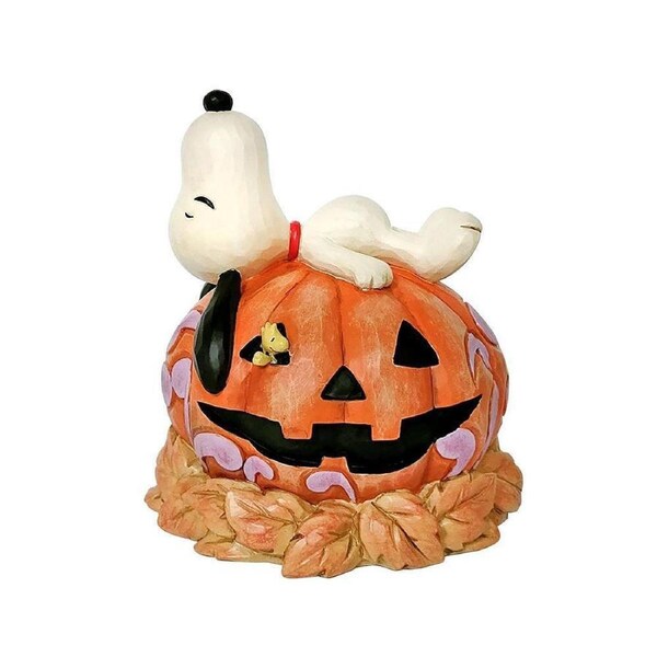 Peanuts by Jim Shore Snoopy Laying On Pumpkin