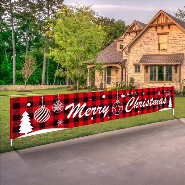 Merry Christmas Banner Christmas Bunting Banner Xmas Hanging Sign Hanging Decor