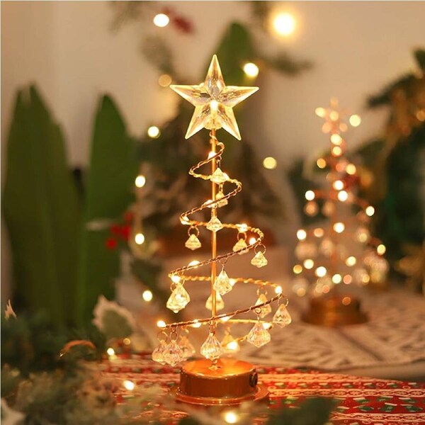 LED Christmas Tree Lights Decorations Crystal Christmas Tree Night Light