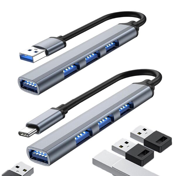 2 Pack Four-in-One USB or Type C HUB USB3.0 Multi OTG Adapter