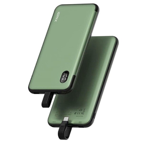 Idmix 10000mAh Fast Charging Power Bank with built-in PD 18W fast charging cable [P10CIS-GN]