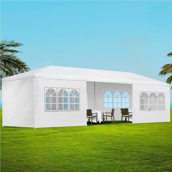 3x9m InstaHut Gazebo Marquee Wedding Party Tent Outdoor Camping Side Wall Canopy 8 Panel White