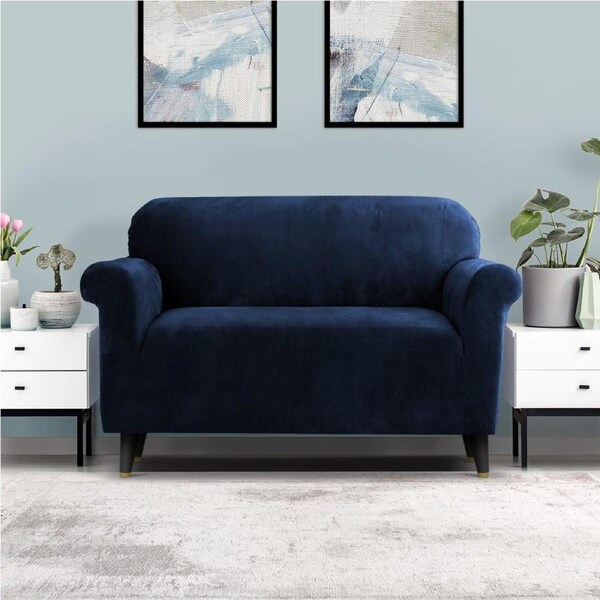 2 Seater Artiss Sofa Cover Couch Covers Velvet Sapphire