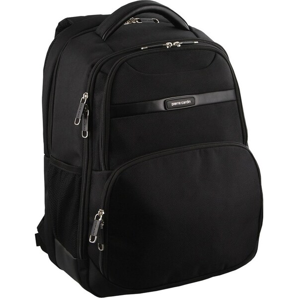 Pierre Cardin 30L Large Backpack Bag w 15" Laptop Sleeve Travel Luggage RFID - Black