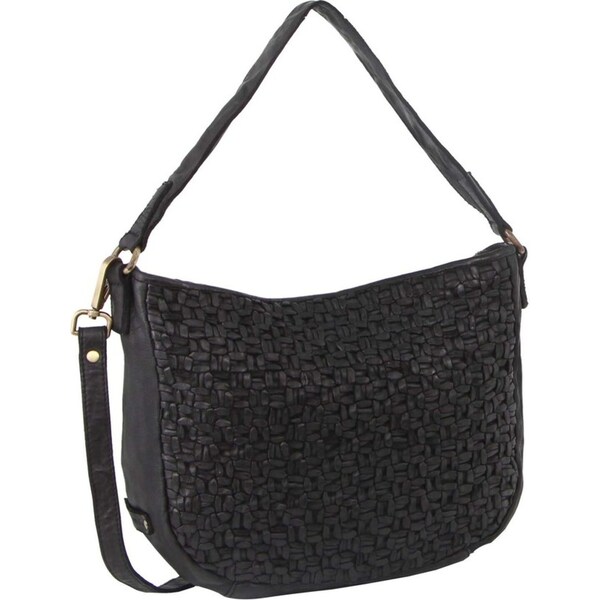 Pierre Cardin Woven Leather Ladies Cross-Body Bag - Black