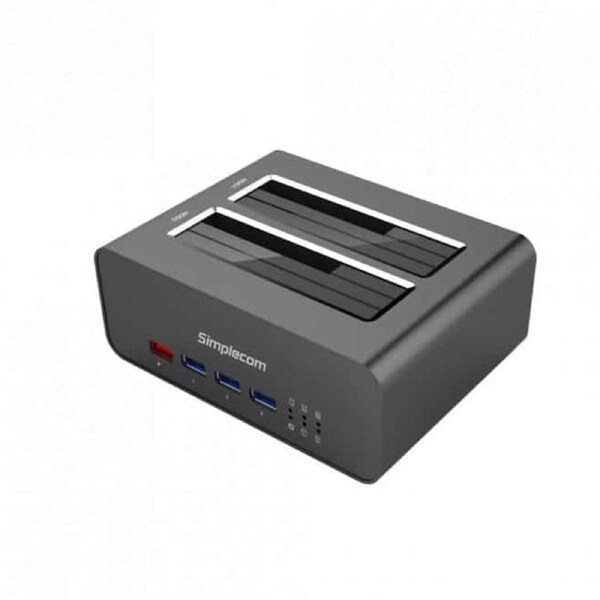 Simplecom SD352 USB 3.0 to Dual SATA Aluminium Docking Station with 3-Port Hub and 1 Port 2.1A USB Charger
