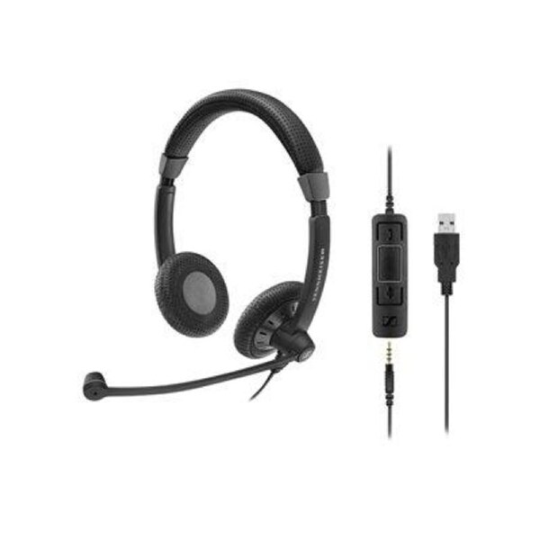 EPOS I Sennheiser SC75 USB Stereo Headset, USB / 3.5mm Connections, Teams Certified, Noise Cancel Mic, Lightweight, 2 Yr Warranty