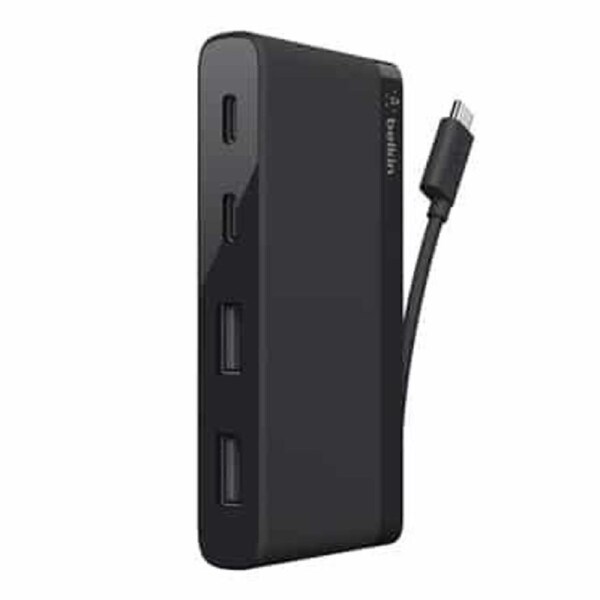 Belkin 4 Port USB-C Travel Hub (F4U090btBLK),Made for USB-C compatible laptops & USB-A & USB-C peripherals,5Gbps Data Transfer, Compact & Travel-Ready