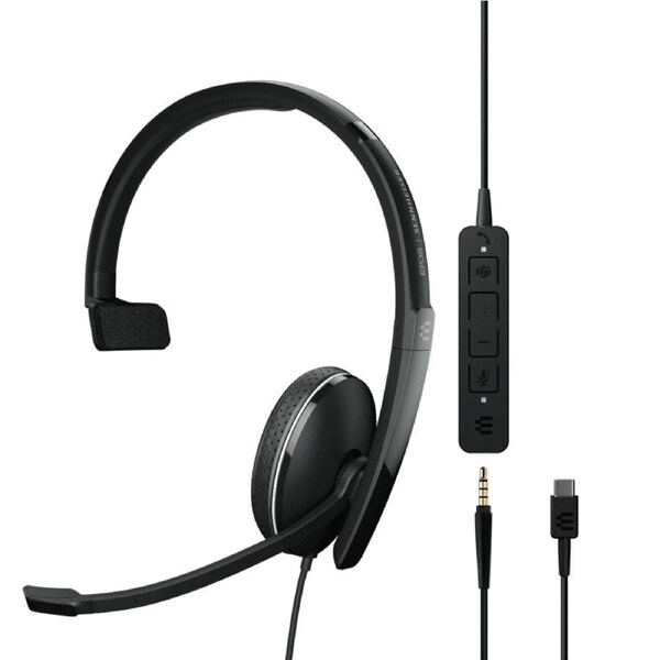 EPOS - SENNHEISER ADAPT 135T USB-C II On-ear, single-sided USB-C headset 3.5 mm jack and detachable USB cable with in-line call control