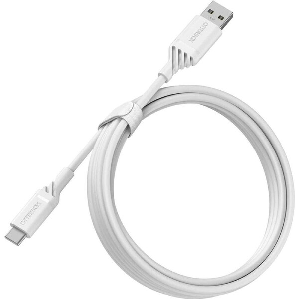 Otterbox USB-C to USB-A Cable (2M) - Cloud Dream White (78-52660), USB 2.0, 3 AMPS (60W), 480 Mbps Data Transfer Rate, Bend/flex-tested 3,000 times - 78-52660